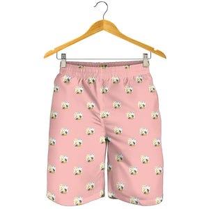 Cute Hamster Cheese Pattern Pink Background Men Shorts