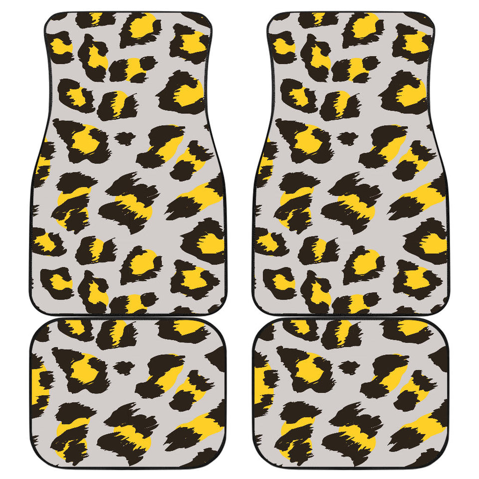 Gray Leopard Print Pattern Front And Back Car Mats