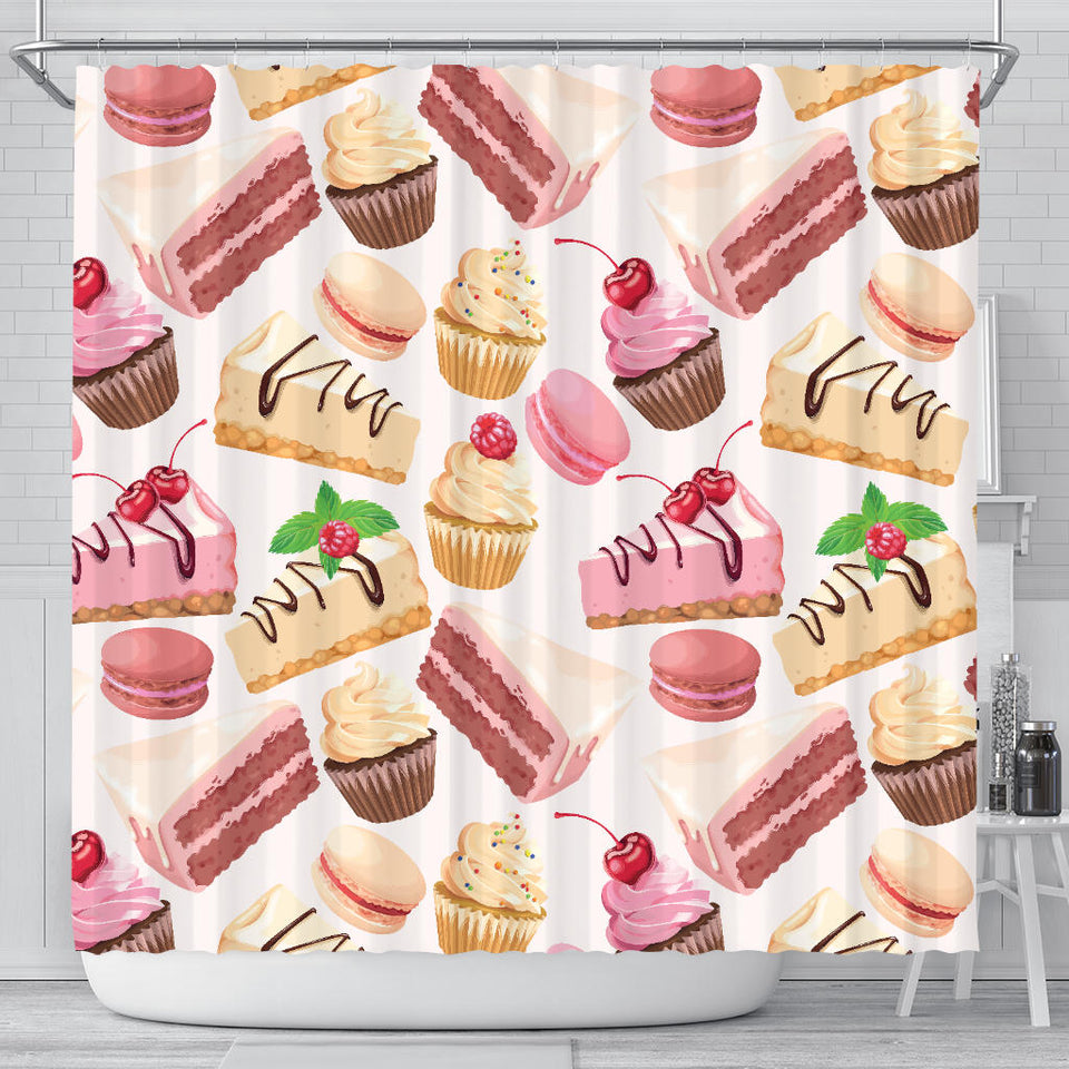 Cake Cupcake Sweets Pattern Shower Curtain Fulfilled In US