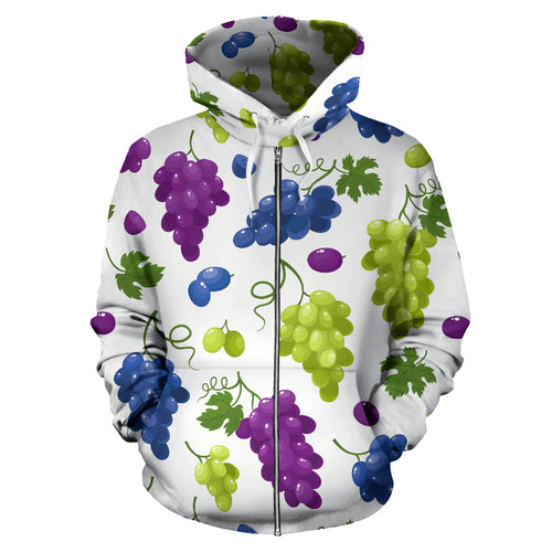 Grape Pattern Zip Up Hoodie