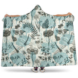 Dragonfly Butterfly Plants Insect Flower Vintage Style Pattern Hooded Blanket