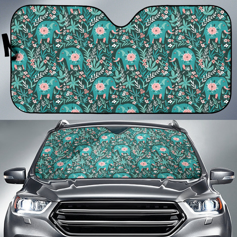 Elephants Jungle Pattern Car Sun Shade
