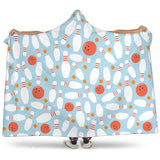 Bowling Ball Bowling Pins Blue Blackground Hooded Blanket