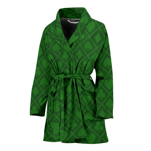 Casino Cards Suits Pattern Print Design 04 Women's Bathrobe