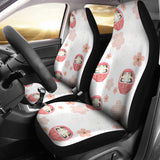 Daruma Japanese Wooden Doll Cherry Blossom Flower Pattern Universal Fit Car Seat Covers