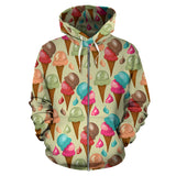 Colorful Ice Cream Pattern Zip Up Hoodie