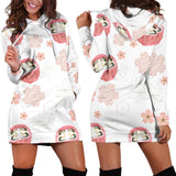 Daruma Japanese Wooden Doll Cherry Blossom Flower Pattern Women'S Hoodie Dress