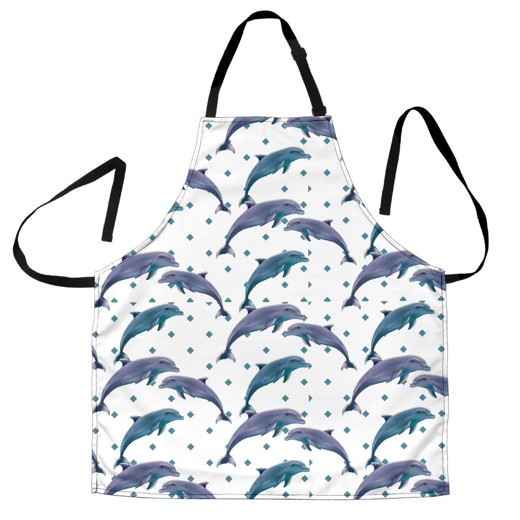 Dolphins Pattern Dotted Background Adjustable Apron