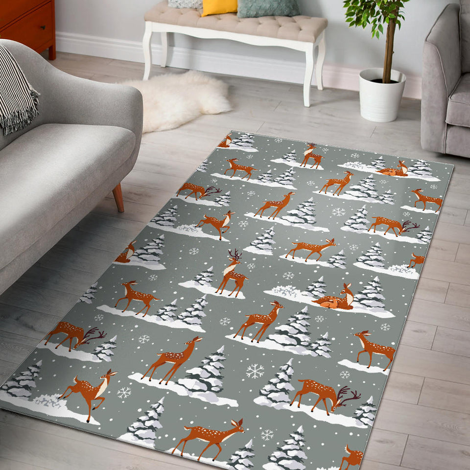 Beautiful Deers Winter Christmas Area Rug
