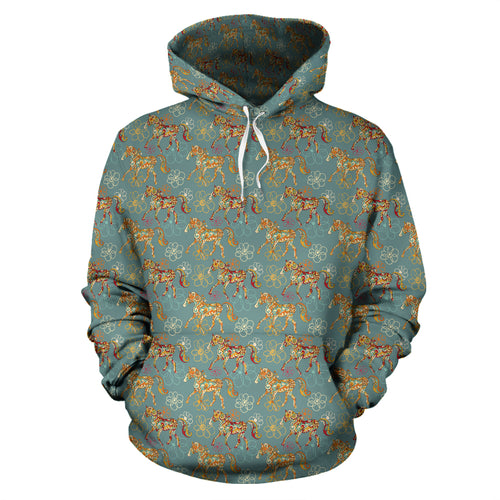 Green Flower Horse Hoodies