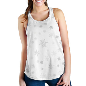 Snowflake pattern white background Women Racerback Tank Top
