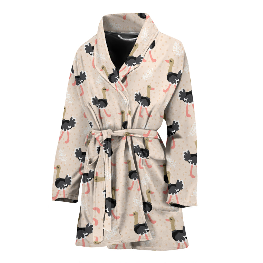 Ostrich Pattern Print Design 05 Women's Bathrobe