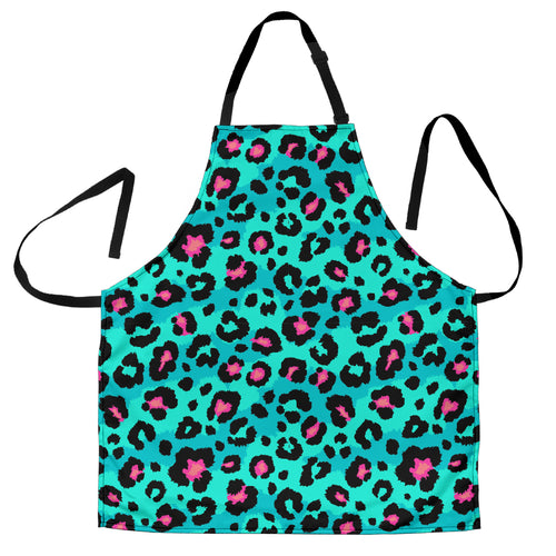Green Leopard Skin Print Pattern Adjustable Apron