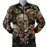Skull Rose Humming Bird Flower Pattern Men'S Bomber Jacket