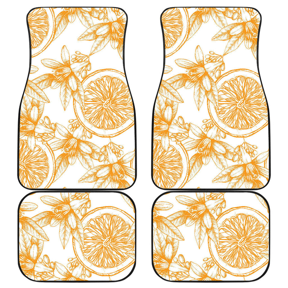 Hand Drawn Orange Fruit Pattern Front And Back Car Mats