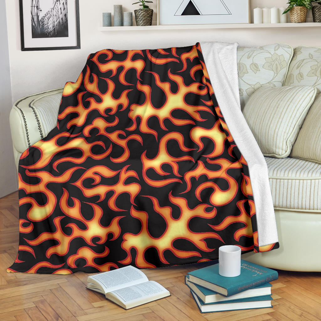 Fire Flame Dark Pattern Premium Blanket