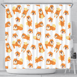 Brown Pomeranian Pattern Shower Curtain Fulfilled In US