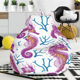 Purple Seahorse Blue Coral Pattern Bean Bag Cover