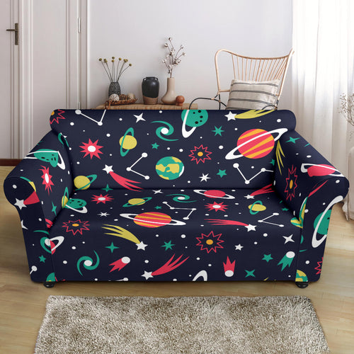 Colorful Space Pattern Planet Star Loveseat Couch Slipcover