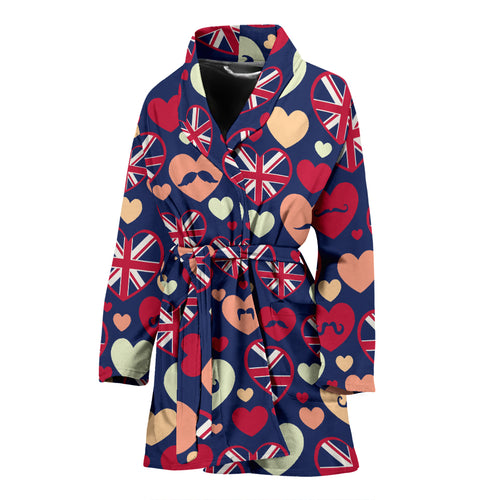 British Pattern Print Design 02 Women's Bathrobe