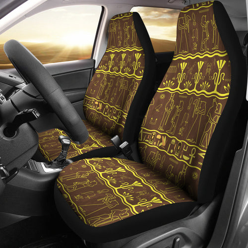 Egypt Hieroglyphics Pattern Print Design 03 Universal Fit Car Seat Covers