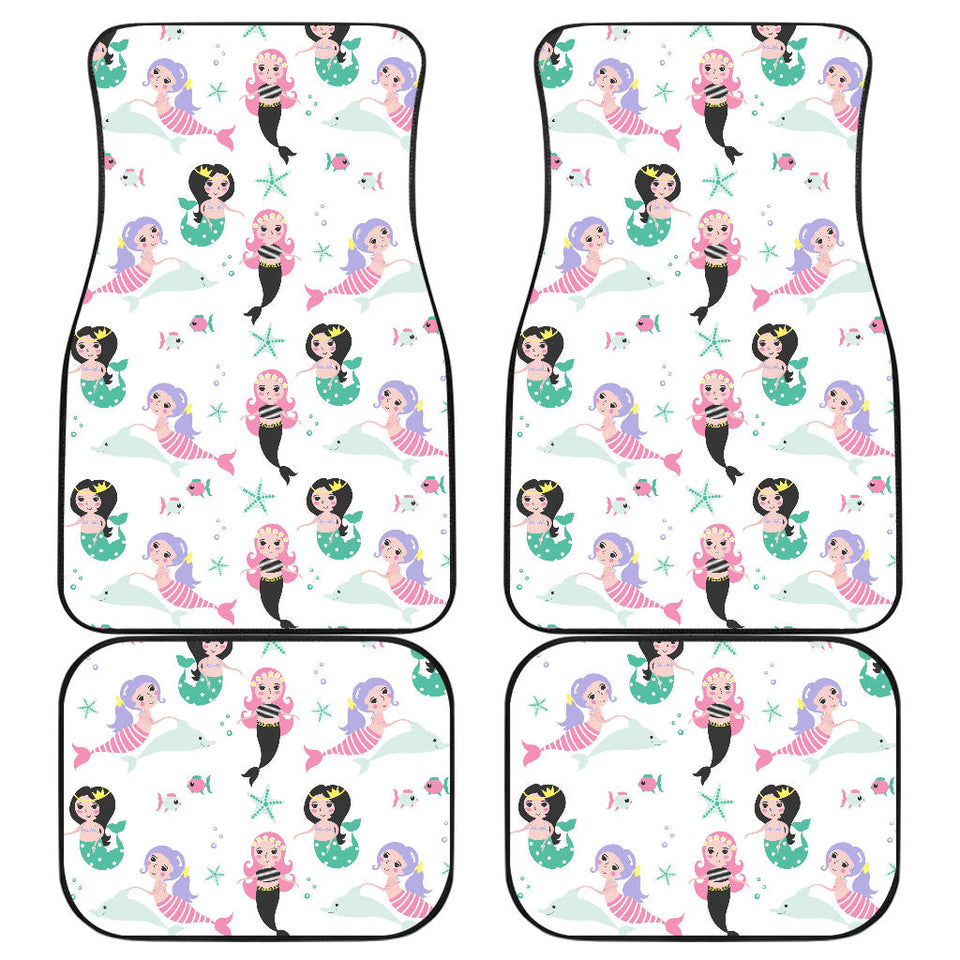Cute Mermaid Dolphin Fish Starfish Pattern Front And Back Car Mats