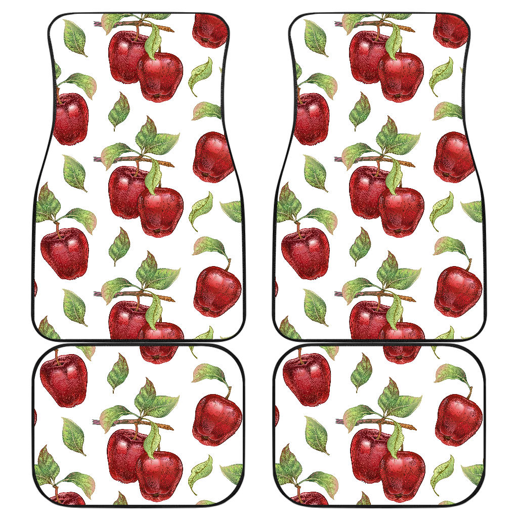 Red Apples Pattern Front And Back Car Mats