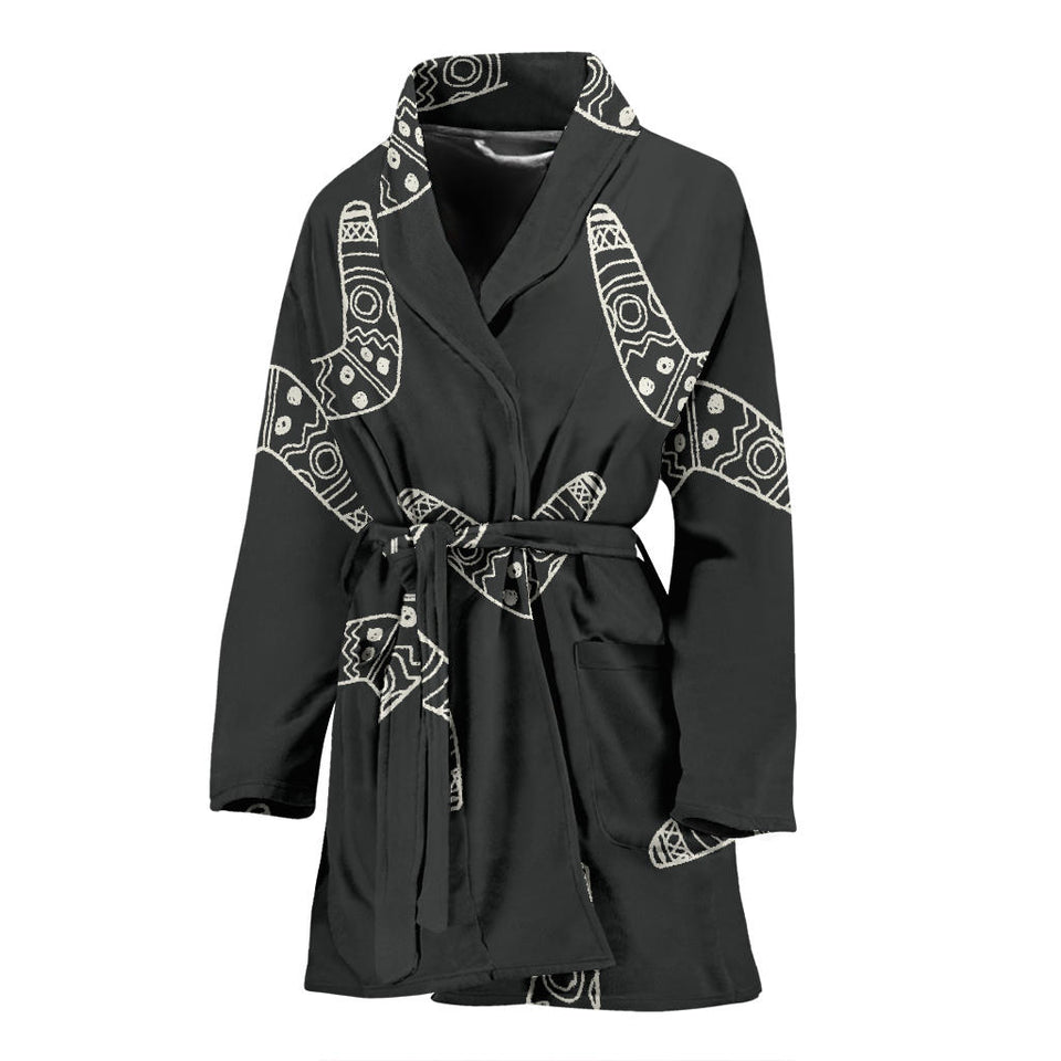 Hand Drawn Boomerang Australian Aboriginal Ornament Women'S Bathrobe