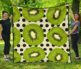 Kiwi Black Dot Background Premium Quilt