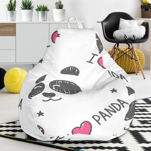 Hand Drawn Faces Of Pandas Pattern Bean Bag Cover