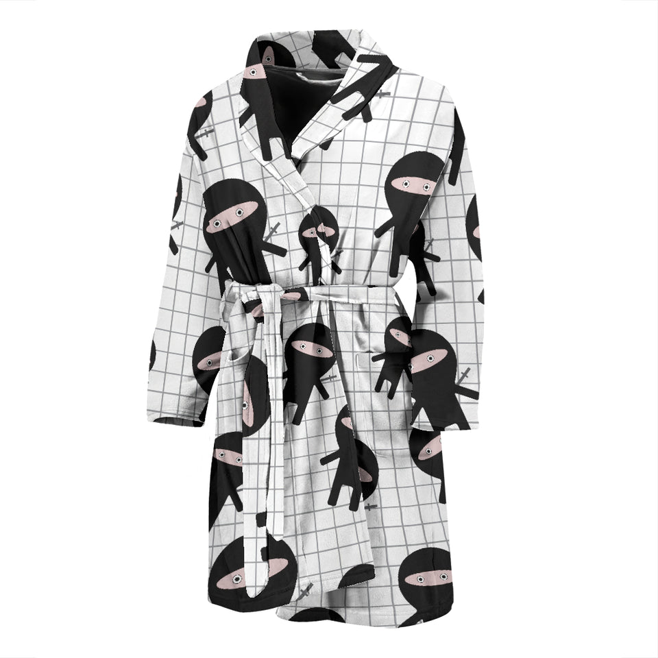 Ninja Pattern Plaid Background Men'S Bathrobe