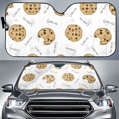 Sketch Style Cookie Pattern Car Sun Shade
