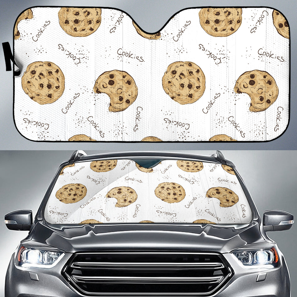 Sketch Style Cookie Pattern Car Sun Shade