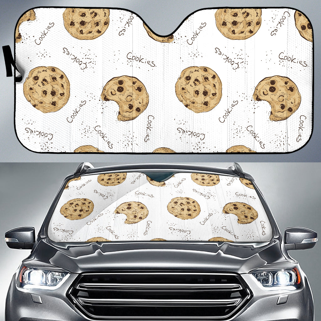 Sketch Style Cookie Pattern Car Sun Shade
