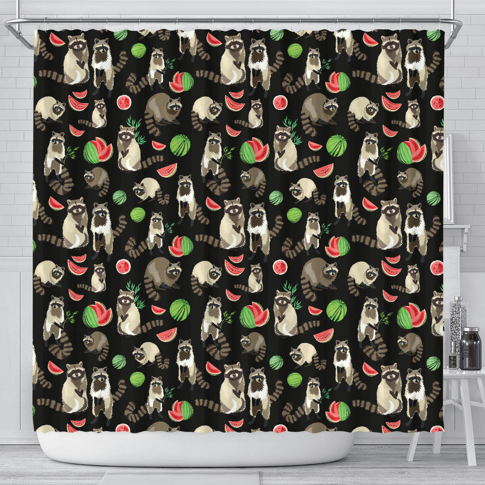 Raccoon Watermelon Pattern Shower Curtain Fulfilled In US