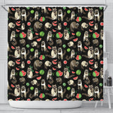 Raccoon Watermelon Pattern Shower Curtain Fulfilled In US