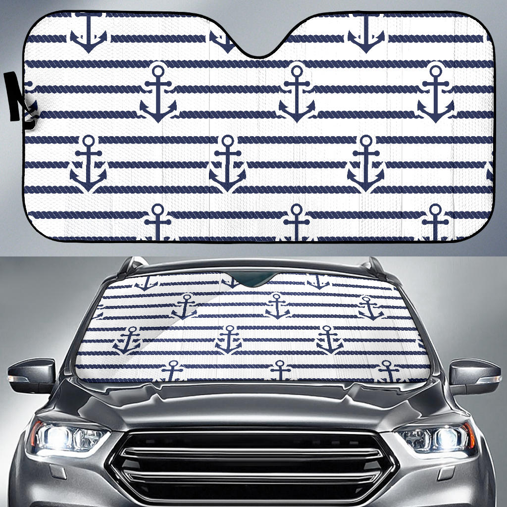 Anchor Rope Nautical  Pattern Car Sun Shade