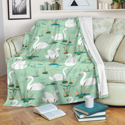 White Swan Lake Pattern Premium Blanket