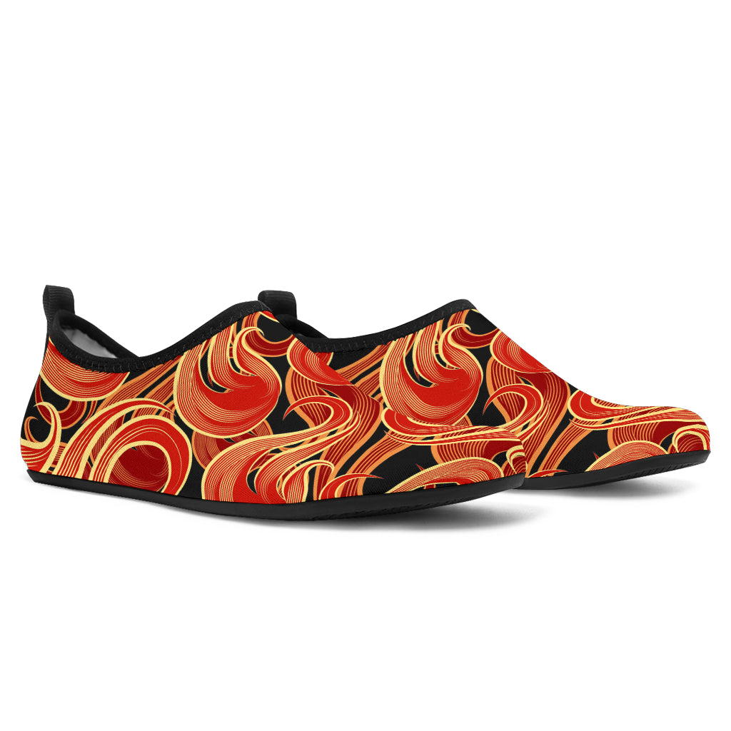 Fire Flame Pattern Aqua Shoes