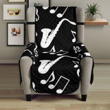 Saxophone music notes treble clef black white theme Chair Cover Protector