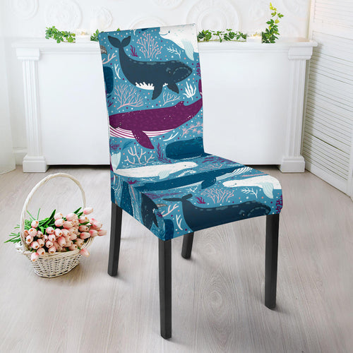 Whale Design Pattern Dining Chair Slipcover