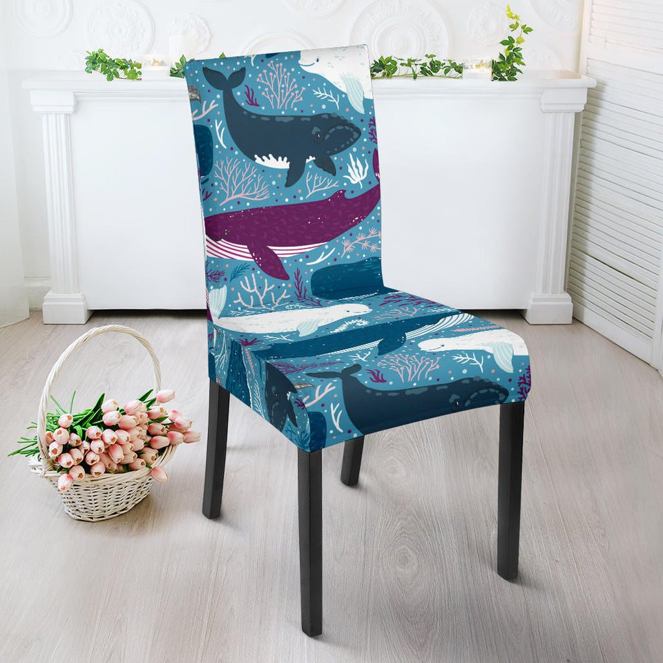 Whale Design Pattern Dining Chair Slipcover