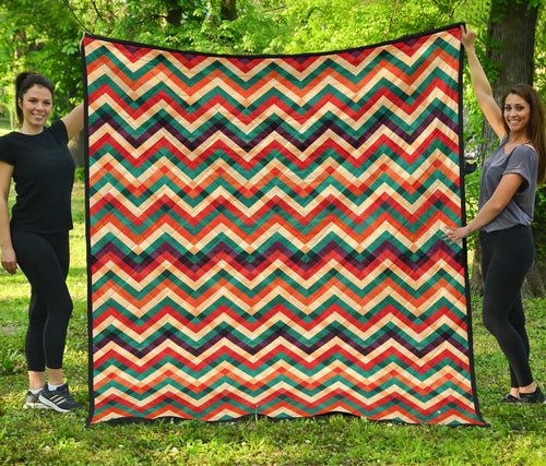 Zigzag  Chevron Colorful Pattern Premium Quilt