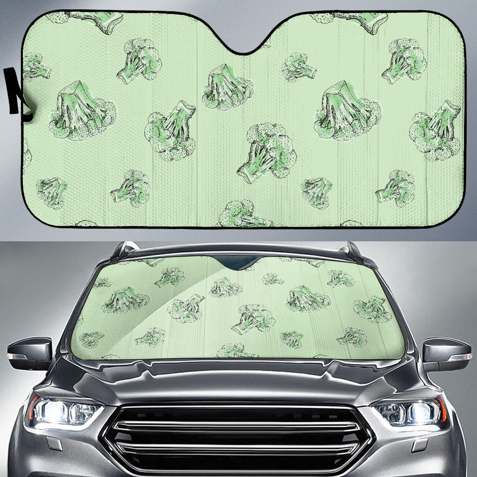 Broccoli Sketch Pattern Car Sun Shade