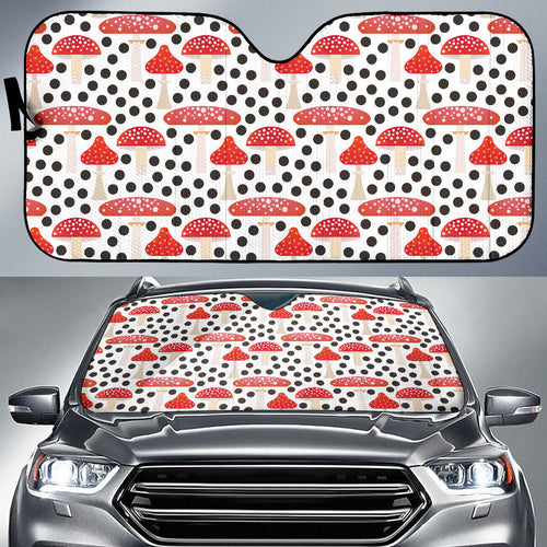 Red Mushroom Dot Pattern Car Sun Shade