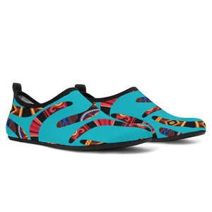 Boomerang Australian Aboriginal Ornament Blue Background Aqua Shoes