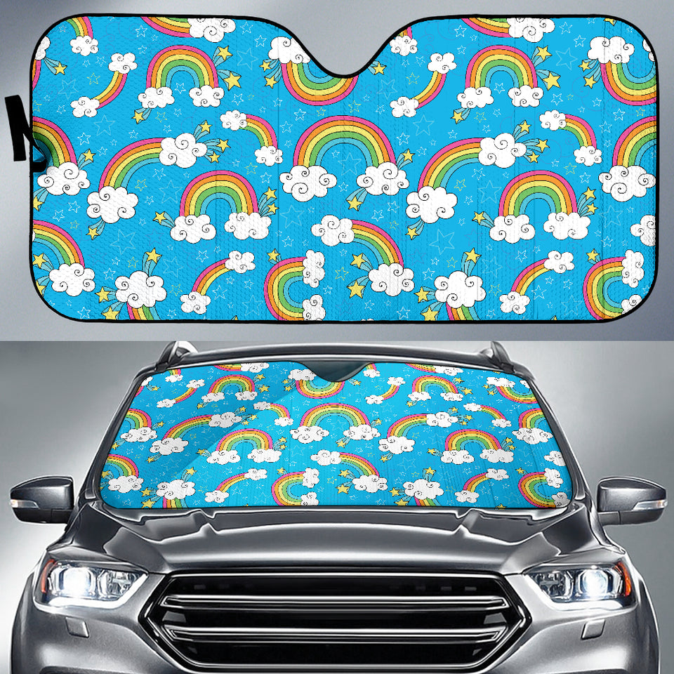 Rainbows Sky Clouds Pattern Car Sun Shade