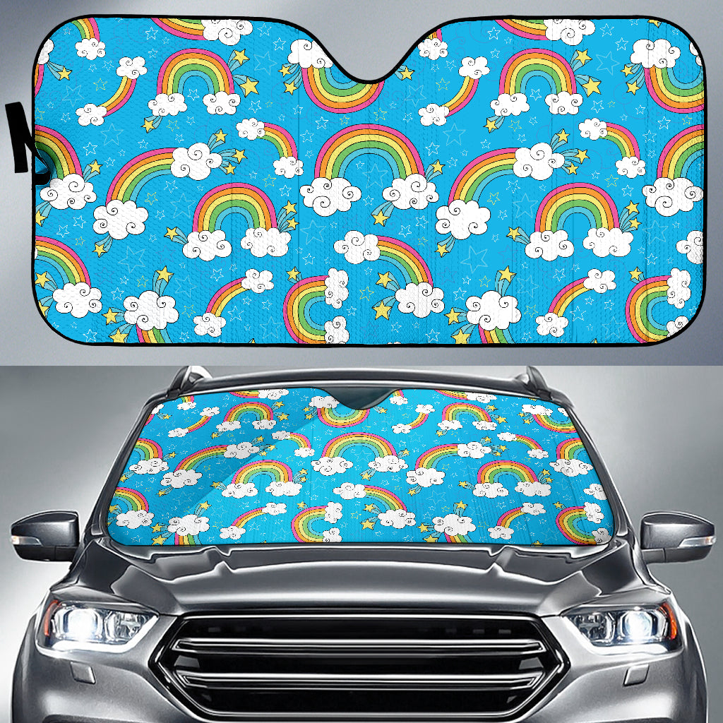 Rainbows Sky Clouds Pattern Car Sun Shade