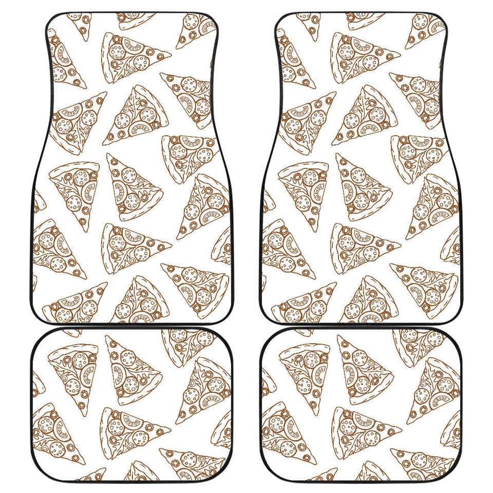 Hand Drawn Pizza Pattern Front And Back Car Mats