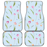 Watercolor Tulips Pattern Front And Back Car Mats